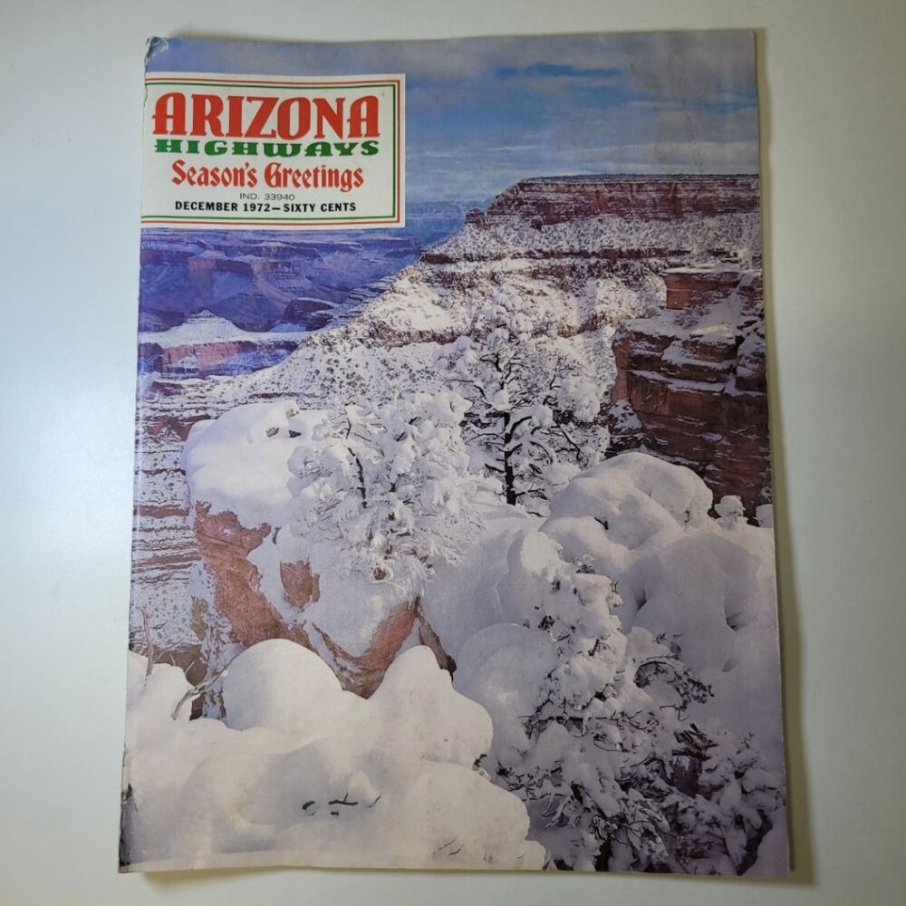 Arizona Highways‎ December 1972 Holiday Seasons Greetings Christmas Snow Cactus